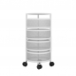 원형 이동식 회전 트롤리 (4단) (화이트)